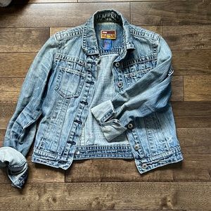 Distressed denim jacket